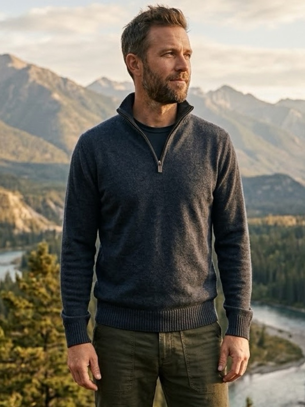 Oscar de la Renta Men's Navy Turtleneck Sweater